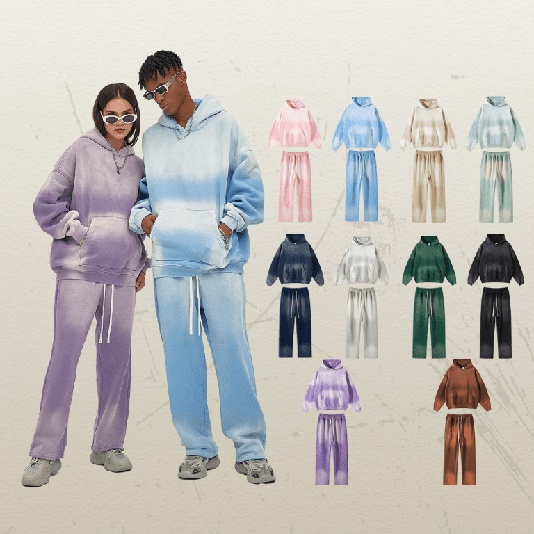 Custom Acid Washed Hoodies Tracksuits