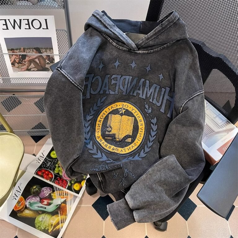 washed to make old printed hoodie