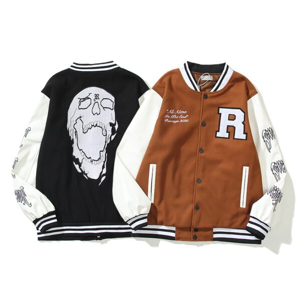 Embroidery Distressed Baseball Jacket