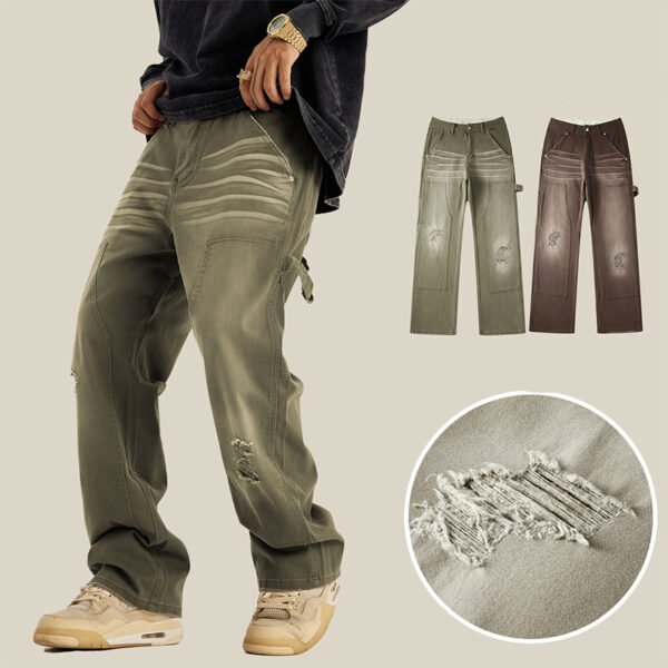 painting straight-leg denim pants