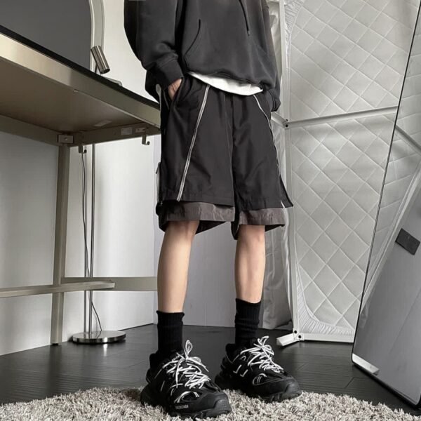 with Zip straight-leg Loose shorts