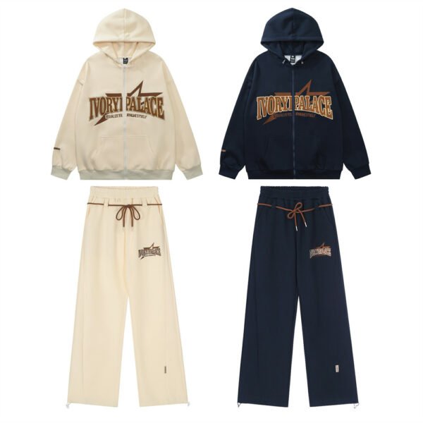 Embroidery print hoodies and sweatpants