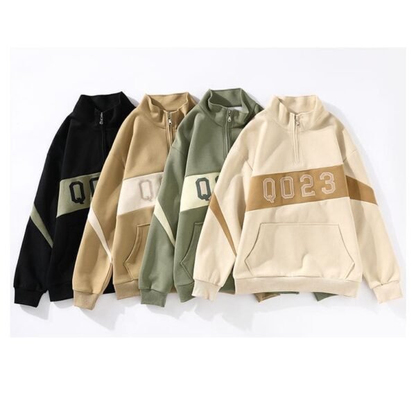 street style half zip hoodies