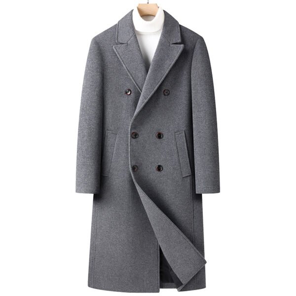 Slim-Fit Formal Double-Breasted Wool Trench Coat