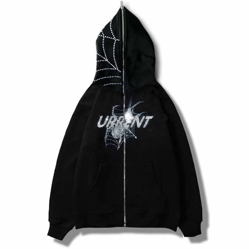 rhinestones zip up hoodie